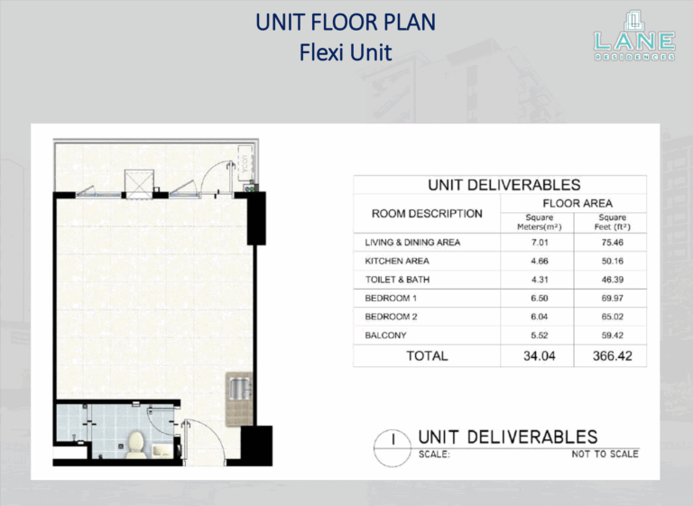 SMDC Lane Residences Unit Type Flexi Unit 34.04sqm