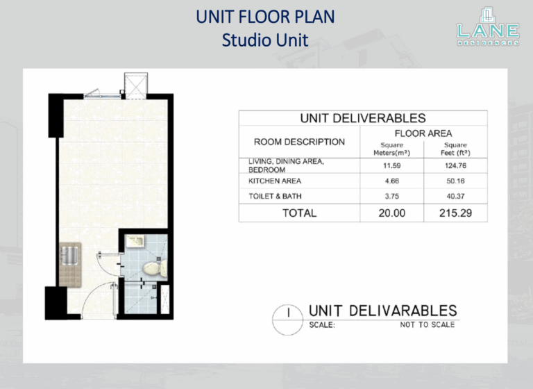 SMDC Lane Residences Unit Type Studio 20sqm