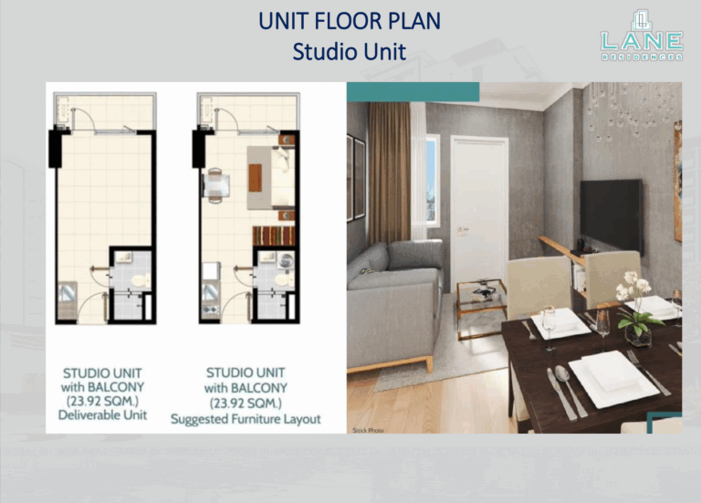 SMDC Lane Residences Unit Type Studio with Balcony 23.92sqm